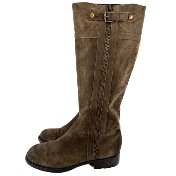 Franco Sarto knee high boots Panko 8 Brown suede distressed riding equestrian - Picture 5 of 14